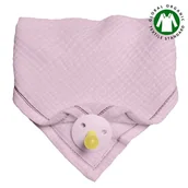 Śliniaki i fartuszki - Hi Little One - Bandana, Śliniak Z Zawieszką Na Smoczek Z Organicznej Bio Bawełny Gots Bandana Bibs 3In1Baby Pink Dark - miniaturka - grafika 1