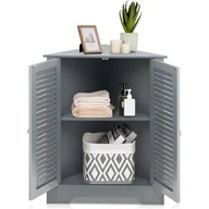 Szafki łazienkowe - Szafka do Przechowywania, Szafka Łazienkowa, Trójkątna Szafka z 2 Drzwiami i 3 Regulowanymi Regałami, Kuchnia, Sypialnia, 63 x 32 x 81,5 cm (Szara) - miniaturka - grafika 1