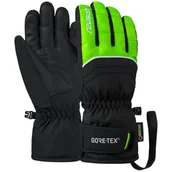 Rękawiczki - Rękawice juniorskie Reusch Tommy Gore-Tex narciarskie dziecięce czarno zielone - miniaturka - grafika 1