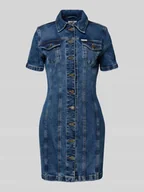 Spodenki damskie - Sukienka jeansowa z wykładanym kołnierzem - miniaturka - grafika 1