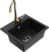 Zlewozmywaki z baterią - Mexen Milo zlewozmywak granitowy 1-komorowy z baterią kuchenną Telma, czarny - 6505-77-670200-50-B - miniaturka - grafika 1