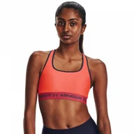 Bielizna sportowa damska - Biustonosz sportowy  UNDER ARMOUR UA CROSSBACK MID BRA - koralowy - miniaturka - grafika 1