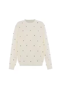 faina Damski sweter z dzianiny z wzorem w kratkę nity drążone, wełniany, rozmiar M/L, biały (wollweiss), XL - Swetry damskie - miniaturka - grafika 1