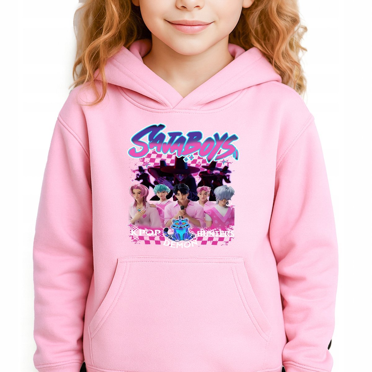Bluza Dziecięca Różowa Z Kapturem SAJA BOYS GANG Muzyka Wzory Rozm 116 cm