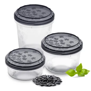 Zestaw Pojemników Plastikowych Do Żywności Okrągłe 3 Szt Pojemniki Czarne - Pojemniki kuchenne - miniaturka - grafika 1