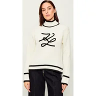 Swetry damskie - Karl Lagerfeld Półgolf Soutache Autograph Loose fit z dodatkiem wełny - miniaturka - grafika 1