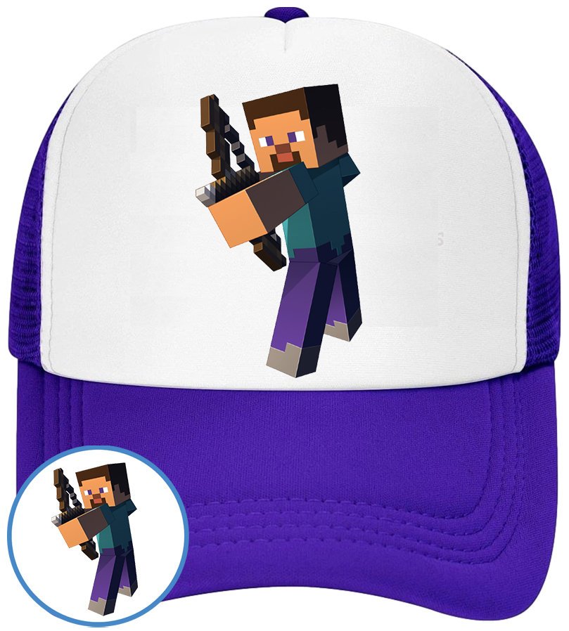 CZAPKA Z DASZKIEM MINECRAFT DLA DZIECI NA LATO NIEBIESKA BEJSBOLÓWKA