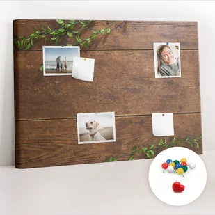 Organizer, Tablica korkowa 100x70 cm + Kolorowe Pinezki - Rustykalne drewno - Tablice i flipcharty - miniaturka - grafika 1