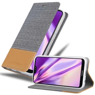 Cadorabo Etui do Huawei P20 LITE w kolorze LIGHT GREY BROWN Etui na telefon komórkowy z magnetycznym zamknięciem, funkcją podstawki i miejscem na kartę Etui Etui ochronne Etui z klapką w stylu książki - Etui i futerały do telefonów - miniaturka - grafika 1