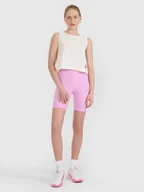 Spodenki damskie - 4F Legginsy krótkie dzianinowe damskie - różowe L - miniaturka - grafika 1