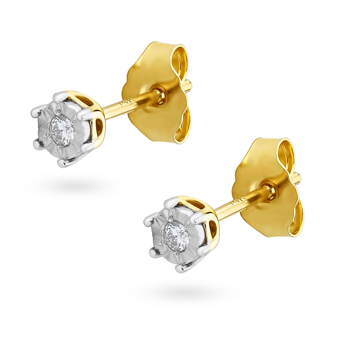 Złote kolczyki sztyfty diamenty 2 x 0.035ct pr. 585