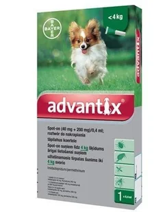 Bayer ADVANTIX SPOT-ON 0,4ml d/psa do 4kg op.4ampułki - Artykuły przeciw pasożytom - miniaturka - grafika 2