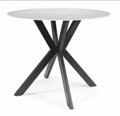 Stoły - Stół okrągły TALIA biały blat efekt marmuru na czarnej podstawie FI90 - miniaturka - grafika 1