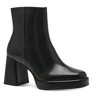 Botki damskie - Botki damskie na obcasie Tamaris 25362 skórzane czarne-38 - miniaturka - grafika 1