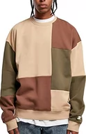 Bluzy męskie - STARTER BLACK LABEL Męska bluza patchworkowa z okrągłym dekoltem, jednokolorowa beżowa/darkolive/bark, XL, Unionbeige/Darkoliv/Bark, XL - miniaturka - grafika 1