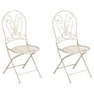 Fotele i krzesła ogrodowe - BELIANI Zestaw 2 krzeseł ogrodowych COGGIA Składane Metal Jasnobeżowy - miniaturka - grafika 1