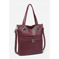 Torebki damskie - Pojemna Praktyczna Torebka Damska Bordowa Torba LUIGISANTO Shopper A4 - miniaturka - grafika 1