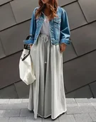 Spodnie sportowe damskie - Obszerne spodnie dresowe damskie - Szary S - miniaturka - grafika 1