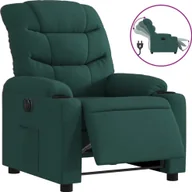 Fotele - Elektryczny fotel rozkładany, ciemnozielony, obity tkaniną - miniaturka - grafika 1