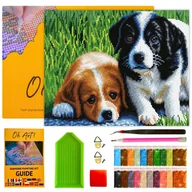 Zabawki kreatywne - Haft Diamentowy z Ramką Pies 30 x 40 cm Zestaw mozaika diamentowa Oh Art! - miniaturka - grafika 1