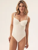 Stroje kąpielowe - Strój plażowy jednoczęściowy Pearl Esotiq biały M - miniaturka - grafika 1