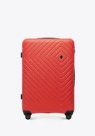 Walizki - Duża walizka z ABS-u z geometrycznym tłoczeniem czerwona - miniaturka - grafika 1