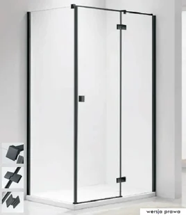 Askopol AKSI BLACK PLUS 100x80 kabina prostokątna narożna prawa z powłoką ASKOCLEAN - Kabiny prysznicowe - miniaturka - grafika 1