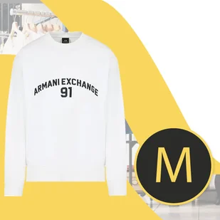Armani Exchange Bluza Męska Bawełniana Biała Bez Kaptura Duży Napis r. M - Bluzy męskie - miniaturka - grafika 1