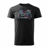 Koszulki męskie - Koszulka z padem dla gracza gamer gamingowa ps 5 męska czarna REGULAR-S - miniaturka - grafika 1