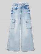 Spodnie i spodenki dla dziewczynek - Jeansy o luźnym kroju z kieszeniami cargo - miniaturka - grafika 1