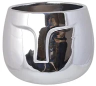 Donice - 211423 doniczka ceramiczna twarz srebrna 15x15x13 cm - miniaturka - grafika 1