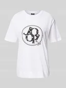 Koszulki i topy damskie - T-shirt z obszyciem z ozdobnych kamieni model ‘Tammi’ - miniaturka - grafika 1