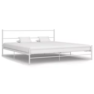 vidaXL Rama łóżka, biała, metalowa, 160 x 200 cm - Łóżka - miniaturka - grafika 1
