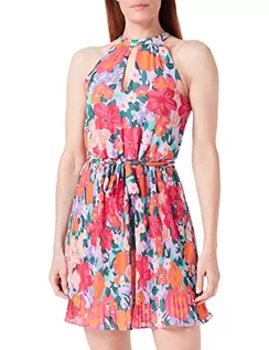 Sukienki - Vila Damska sukienka Vijuliette Plisse Short Dress/Bm/Dc, Pink Yarrow/Print: joh, 38 - grafika 1