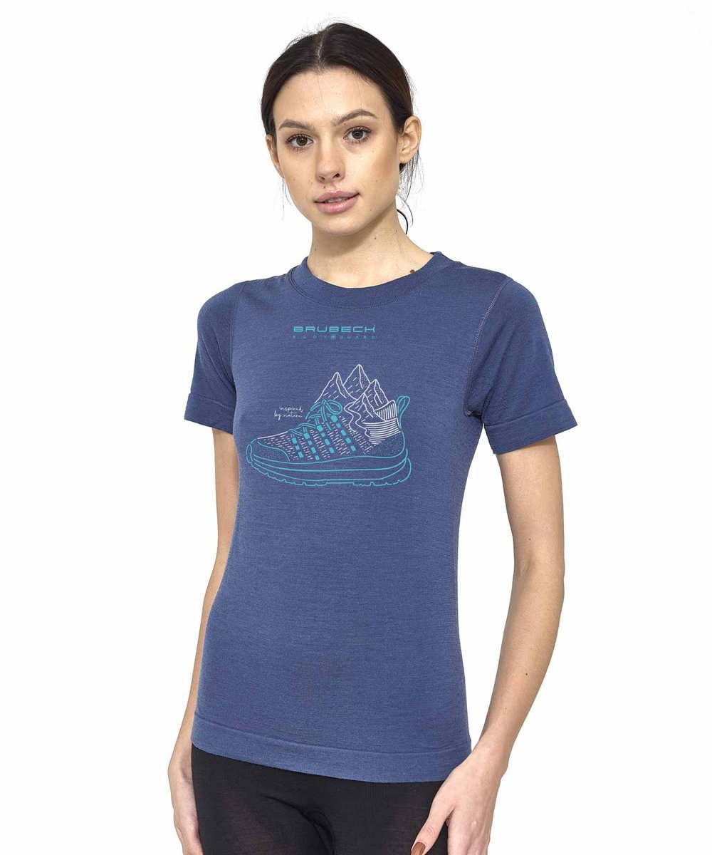 Koszulka damska z krótkim rękawem wełniana Brubeck OUTDOOR WOOL PRO