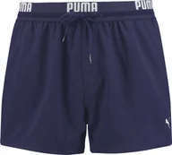Majtki męskie - Męskie kąpielówki PUMA - bokserki, szorty kąpielowe, logo w pasie, wstawka z siateczki, jednokolorowe, niebieskie S - miniaturka - grafika 1