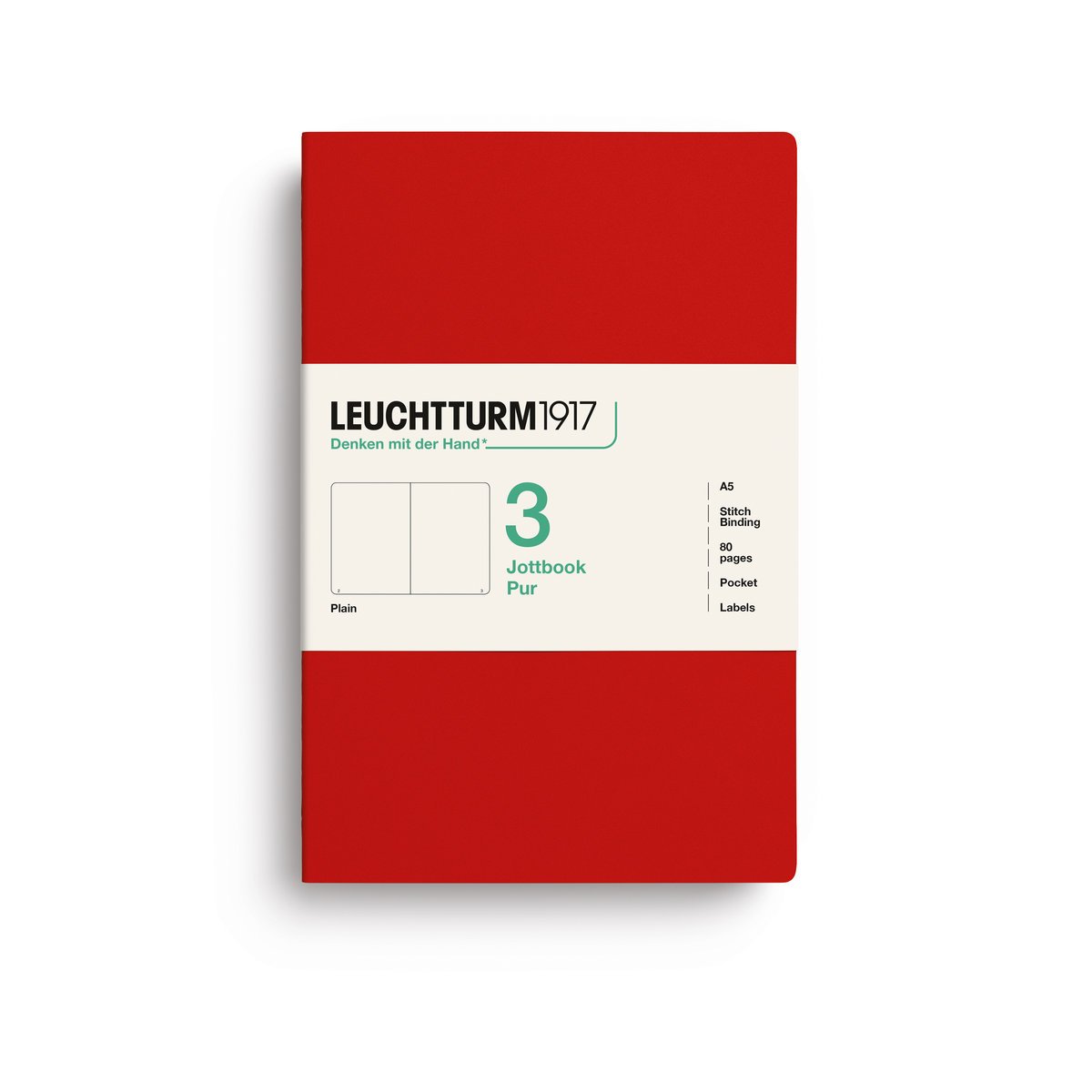 Zestaw 3 zeszytów Leuchtturm1917 Jottbook A5, gładki, Cherry