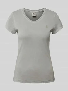T-shirt o kroju slim fit z detalem z logo model ‘Overdyed’ - Koszulki i topy damskie - miniaturka - grafika 1
