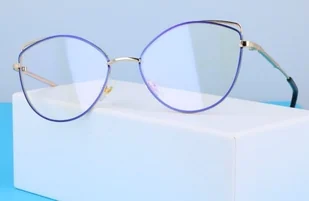 Okulary z filtrem zerówki DAMSKIE kocie oczy z antyrefleksem Blue 2527-1 - Okulary korekcyjne, oprawki, szkła - miniaturka - grafika 1