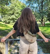 Nerki - Nerka Haru zielona khaki bawełniana z ekoskórą - miniaturka - grafika 1