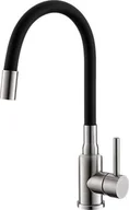 Baterie kuchenne - Bateria ALVEUS FLEXA inox + wąż czarny (1147023) - miniaturka - grafika 1