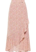Spódnice - DreiMaster Vintage Damska spódnica maxi z falbanką, różowa, wielokolorowa, S - miniaturka - grafika 1