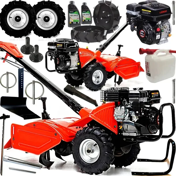 MOCNA glebogryzarka HORTMASZ +PŁUG+KONSOLA+4xKOŁA Loncin 212CC