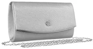 Torebki damskie - Błyszcząca srebrna torebka wieczorowa ROVICKY kopertówka do ręki lub na ramię magnetyczne zamknięcie odpinany łańcuszek kieszonka - miniaturka - grafika 1