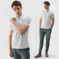 Koszulki męskie - Koszulka Polo Męska 4F Regular Z Kołnierzem Biała Klasyczna Casual 3XL - miniaturka - grafika 1