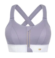Biustonosze - Biustonosz Sportowy Shefit Fioletowo Biały Mocne Podtrzymanie Regulowany M - miniaturka - grafika 1