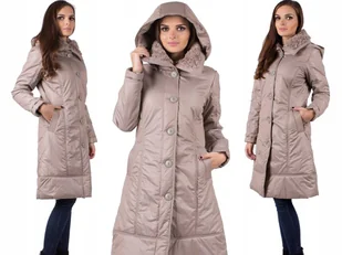 KLASYCZNY PŁASZCZ KAPTUR HURT -80% K11534XLCAP - Płaszcze damskie - miniaturka - grafika 1