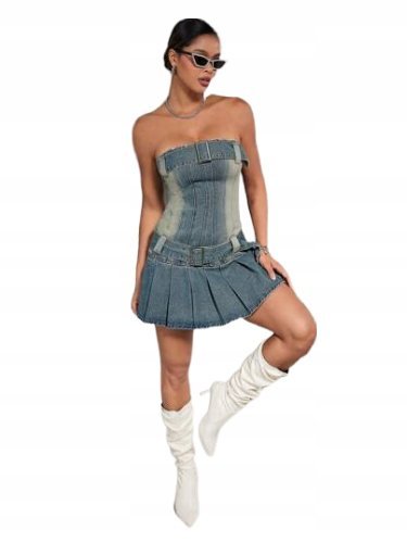 SHEIN SUKIENKA JEANSOWA NIEBIESKA MINI 36 ŁNB