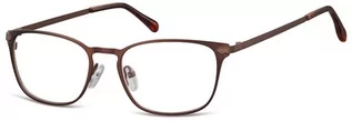 Okulary korekcyjne, oprawki, szkła - Sunoptic Oprawki okularowe kocie oczy damskie stalowe 991D brazowe - grafika 1
