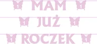 Baby shower i roczek - Baner na roczek różowy z motylkami - 6,5m - miniaturka - grafika 1
